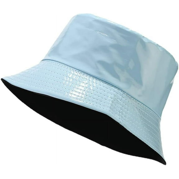 Kukuzhu Unisex Stylish Waterproof Bucket Hat PU Leather Rain Hats Reversible Packable Multicolor Travel Sun Fishmen Cap