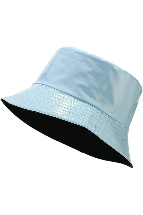 Unisex Stylish Waterproof Bucket Hat PU Leather Rain Hats Reversible Packable Multicolor Travel Sun Fishmen Cap