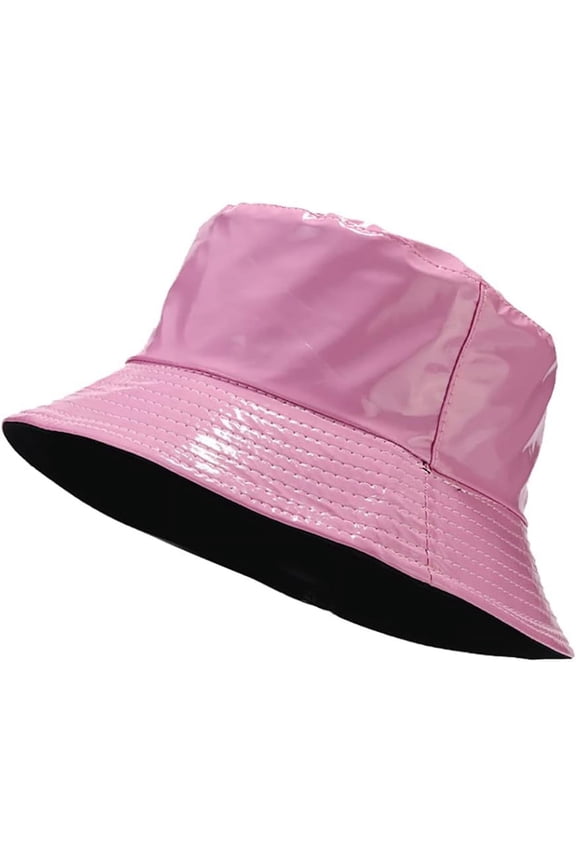 Unisex Stylish Waterproof Bucket Hat PU Leather Rain Hats Reversible Packable Multicolor Travel Sun Fishmen Cap