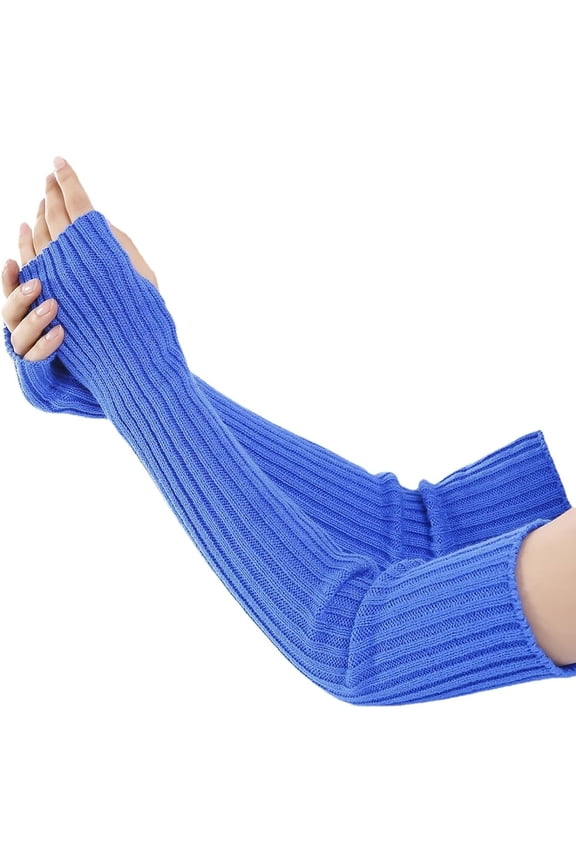 Vintage Arm Sleeves for Women Rib Knit Arm Warmers Y2K Accessories Emo Warm Goth Fingerless Gloves