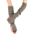 thumbnail image 1 of Kukuzhu Vintage Arm Sleeves for Women Rib Knit Arm Warmers Y2K Accessories Emo Warm Goth Fingerless Gloves, 1 of 6