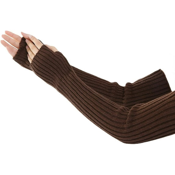Kukuzhu Vintage Arm Sleeves for Women Rib Knit Arm Warmers Y2K Accessories Emo Warm Goth Fingerless Gloves