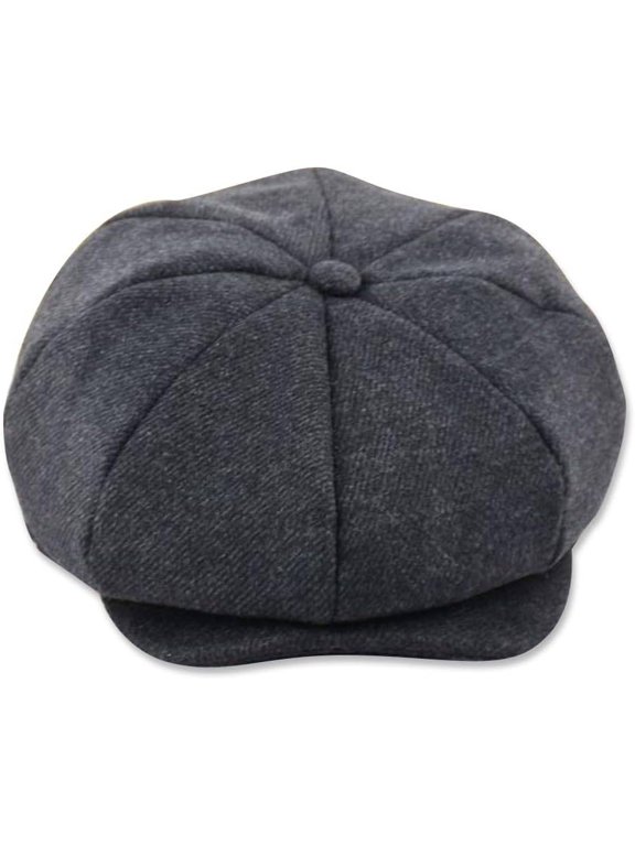 Vintage Newsboy Cap Flat Cap 8 Panel Baker Boy Cap Herringbone Tweed Wool Blend Adjustable Gatsby Hat Cabbie Cap