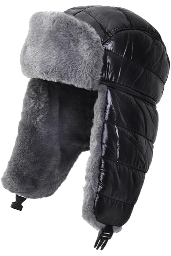 Winter Trapper Hat with Faux Fur Ear Flaps Men Women Waterproof Ushanka Russian Aviator Cap Cold Weather Outdoor Activities
