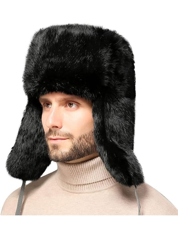 Winter Trapper Trooper Hat Faux Fur Russian Ushanka Hat Windproof Warm Hunting Cap Fuzzy Skiing Cap Unisex