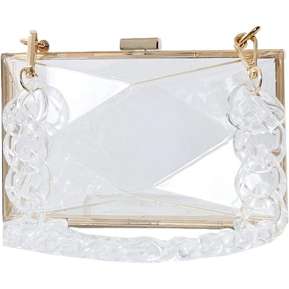 Kukuzhu Women Acrylic Transparent Evening Bags Diamond Purses Clutch Bag Chic Banquet Handbag