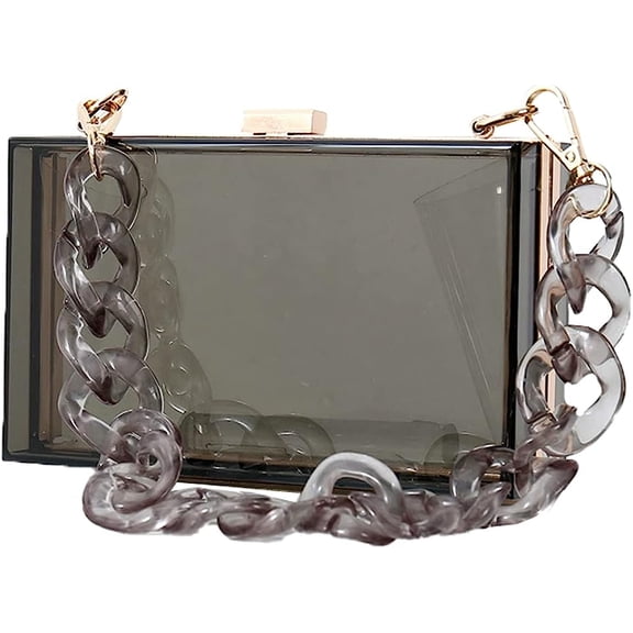 Kukuzhu Women Acrylic Transparent Evening Bags Purses Clutch Bag Chic Banquet Chain Crossbody Bag Handbag for Party Prom