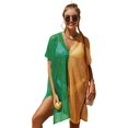 thumbnail image 1 of Kukuzhu Women Beach Cover Up Fringed Knit Crochet Hollow Out Tassel Bikini Blouse Contrast Bright Color Swimsuit Top, 1 of 7