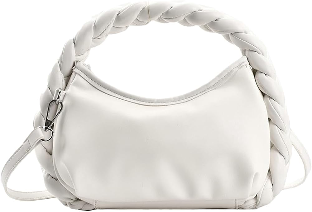 Women's Woven Tote Bag - PU Leather Crossbody Hobo Bag, Handmade Woven Shoulder Bag