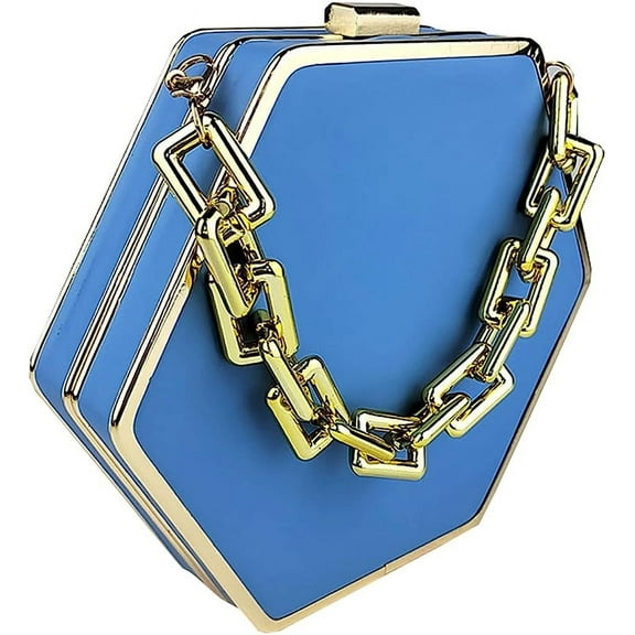 Kukuzhu Women Chic Evening Bags Purses Banquet Chain Hexagonal Crossbody Bag Handbag for Party Prom
