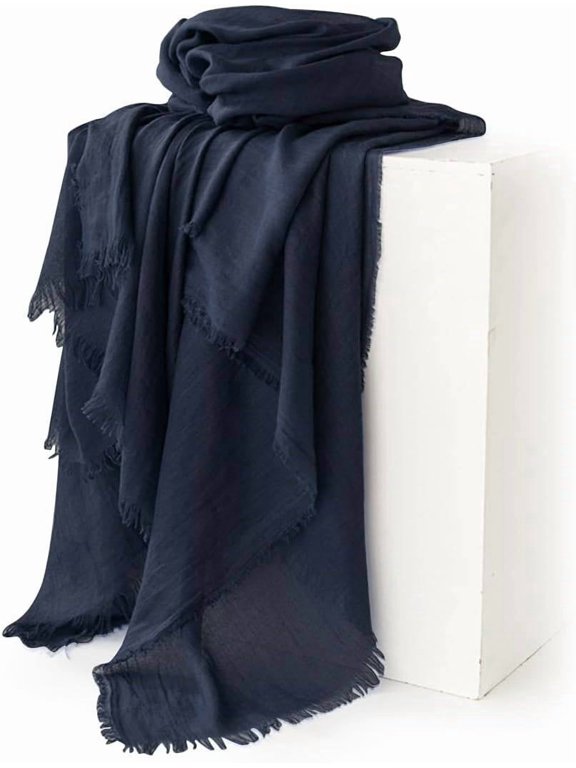 Women Cotton Linen Scarf With Tassels Solid Color Literary Style Lightweight Gauze Scarf Large Long Hijab Shawl Wrap