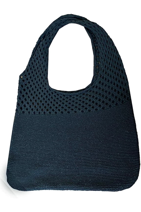Women Crochet Bag Knitted Tote Bag Grunge Tote Bag Cottagecore Shoulder Bags Mesh Hollow Casual Classic Purse