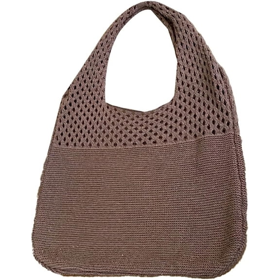 Kukuzhu Women Crochet Bag Knitted Tote Bag Grunge Tote Bag Cottagecore Shoulder Bags Mesh Hollow Casual Classic Purse