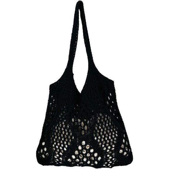 Kukuzhu Women Crochet Beach Bag Knit Shoulder Bag Crochet Tote Bag Summer Hobo Bag Aesthetic Mesh Tote Bag