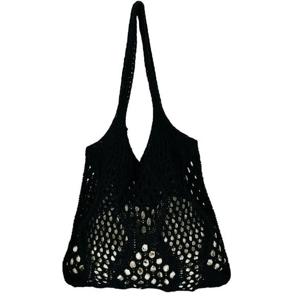 Kukuzhu Women Crochet Beach Bag Knit Shoulder Bag Crochet Tote Bag Summer Hobo Bag Aesthetic Mesh Tote Bag