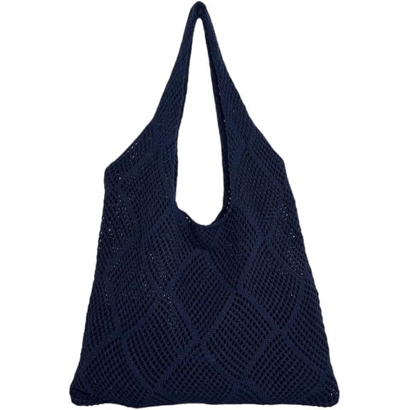 Kukuzhu Women Crochet Shoulder Bag Crochet Mesh Tote Bag Knit Hobo Bag Aesthetic Shoulder Handbag Woven Shopping Bags