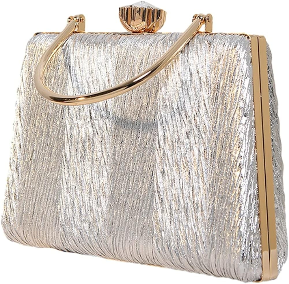 Kukuzhu Women Evening Bag Top Handle Bag Party Clutch Purses Pleated ...