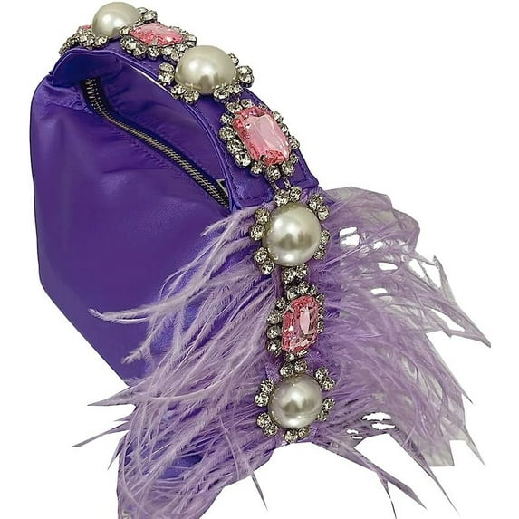 Kukuzhu Women Evening Bags Chic Diamond Pearl Handle Evening Clutch Purse Handbag for Patry