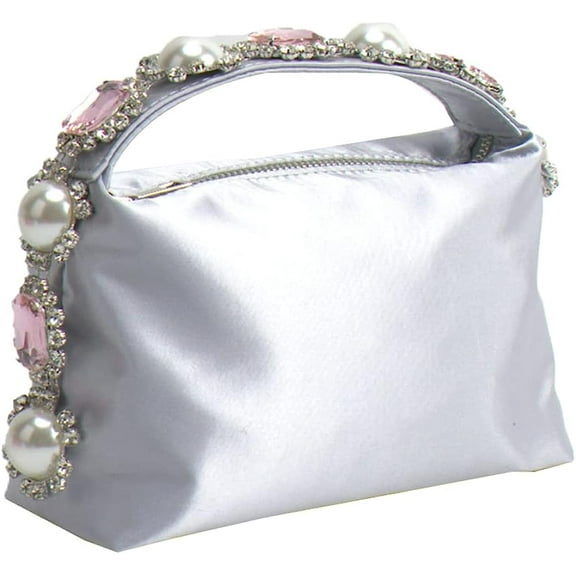 Kukuzhu Women Evening Bags Chic Diamond Pearl Handle Evening Clutch Purse Handbag for Patry