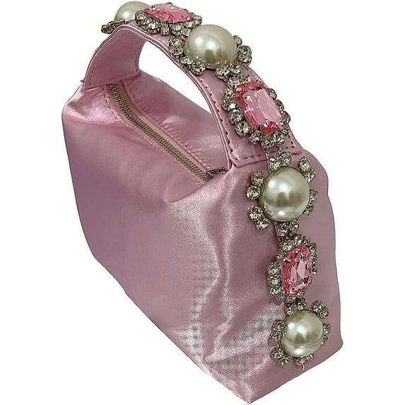 Kukuzhu Women Evening Bags Chic Diamond Pearl Handle Evening Clutch Purse Handbag for Patry