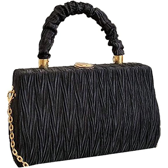 Kukuzhu Women Evening Handbags Chic Pleat Wedding Party Evening Clutch Purse Shoulder Bag