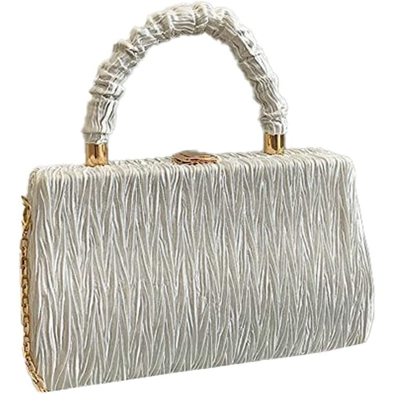 Kukuzhu Women Evening Handbags Chic Pleat Wedding Party Evening Clutch Purse Shoulder Bag