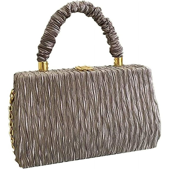 Kukuzhu Women Evening Handbags Chic Pleat Wedding Party Evening Clutch Purse Shoulder Bag