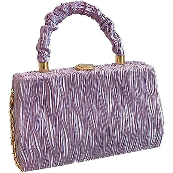 Kukuzhu Women Evening Handbags Chic Pleat Wedding Party Evening Clutch Purse Shoulder Bag