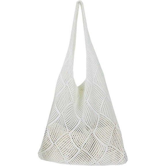 Kukuzhu Women Knit Hobo Tote Bag Aesthetic Crochet Handbags Casual Mesh Shoulder Handbag Hand Crochet Bags Purse