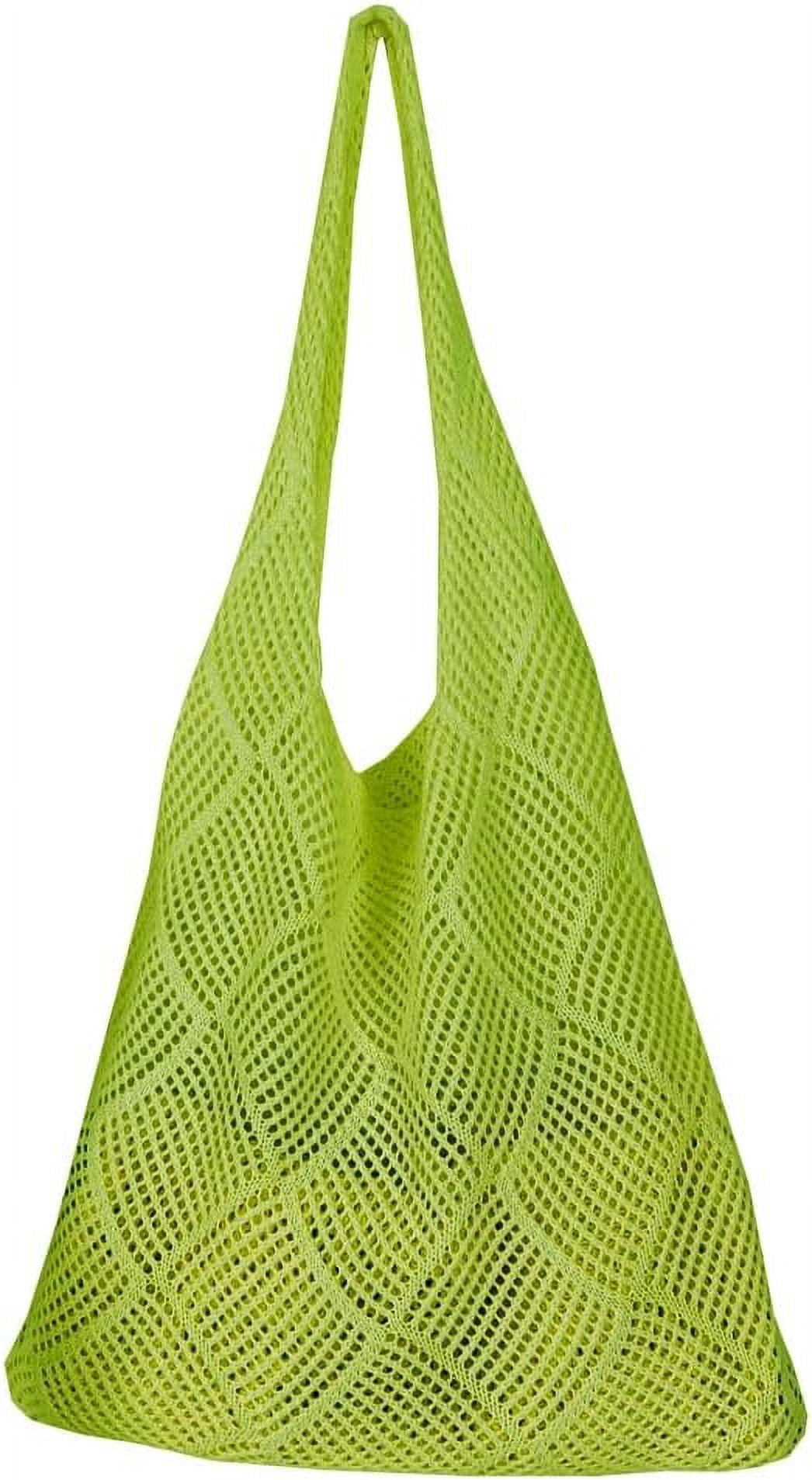 Kukuzhu Women Knit Hobo Tote Bag Aesthetic Crochet Handbags Casual Mesh Shoulder Handbag Hand Crochet Bags Purse