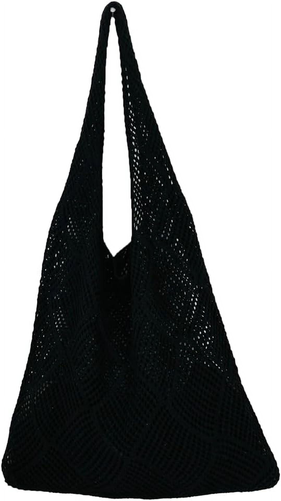 Kukuzhu Women Knit Hobo Tote Bag Aesthetic Crochet Handbags Casual Mesh Shoulder Handbag Hand Crochet Bags Purse