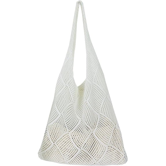 Kukuzhu Women Knit Hobo Tote Bag Crochet Handbags Casual Mesh Shoulder Handbag Hand Crochet Bags Purse