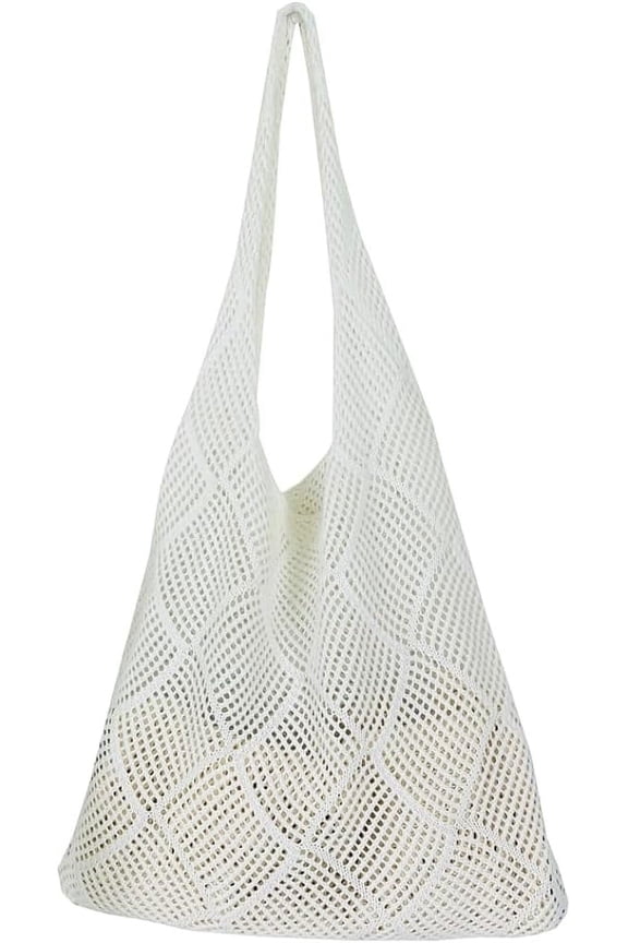 Women Knit Hobo Tote Bag Crochet Handbags Casual Mesh Shoulder Handbag Hand Crochet Bags Purse