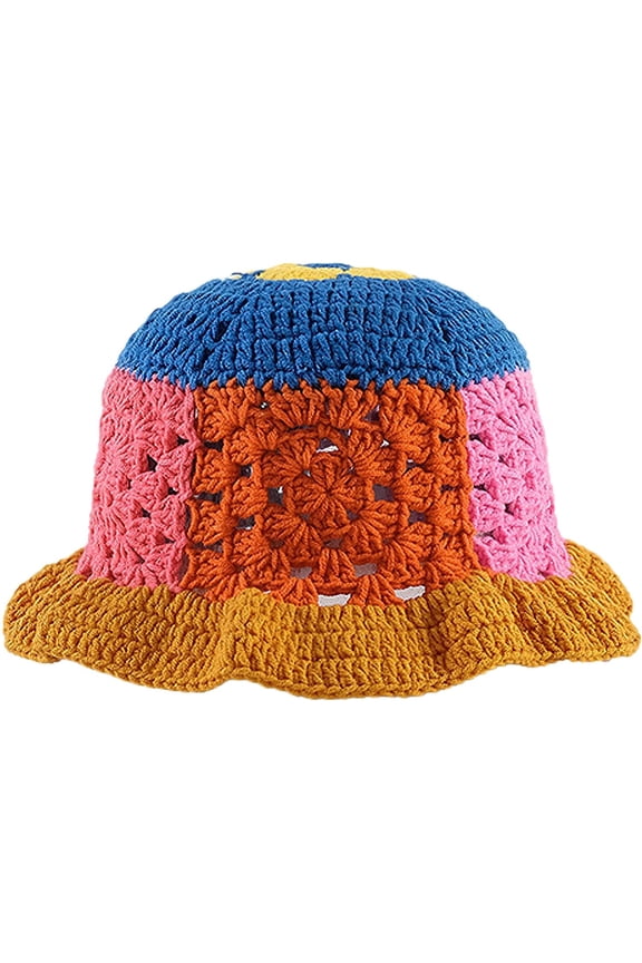 Women Knitted Bucket Hats Handmade Cloche Crochet Milk Cotton Fisherman Hat Travel Beach Floral Hobo Cap Falbala Brim