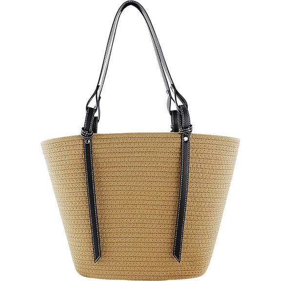 Kukuzhu Women Large Beach Tote Shoulder Handbag Summer Beach Cotton Crochet Handwoven Weaving Shoulder Purse Bag