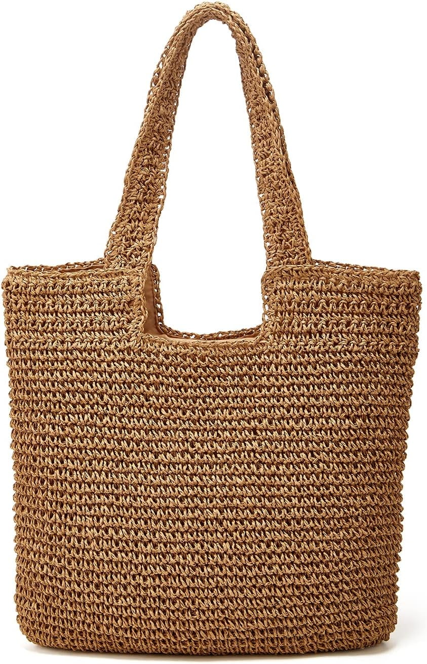 2025 New Khaki Straw Woven Versatile Tote Handbag