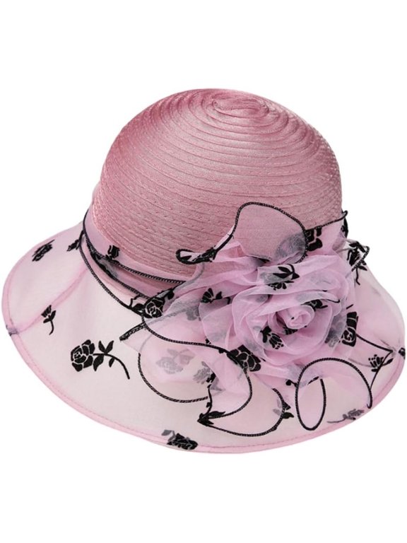 Women Organza Kentucky Derby Hat Fascinators Bucket Bowler Hat for Tea Party Bridal Wedding Church Dress Hat Sun Cap