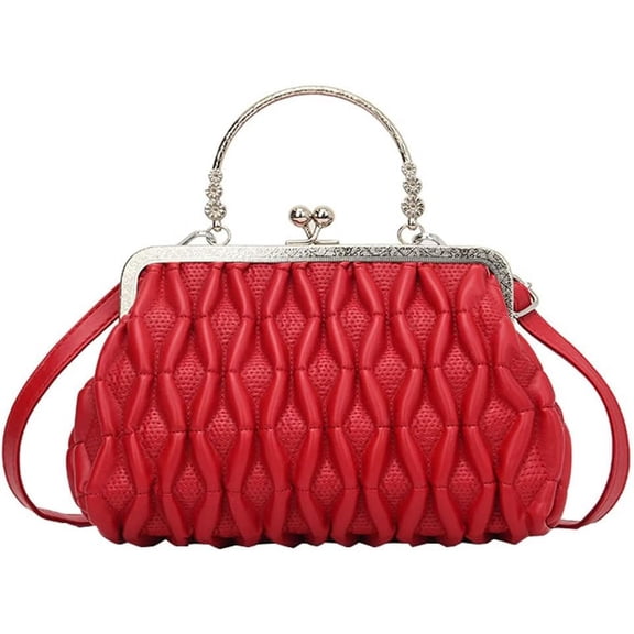 Kukuzhu Women PU Evening Handbags Chic Pleat Soft Wedding Party Evening Clutch Purse Shoulder Bag