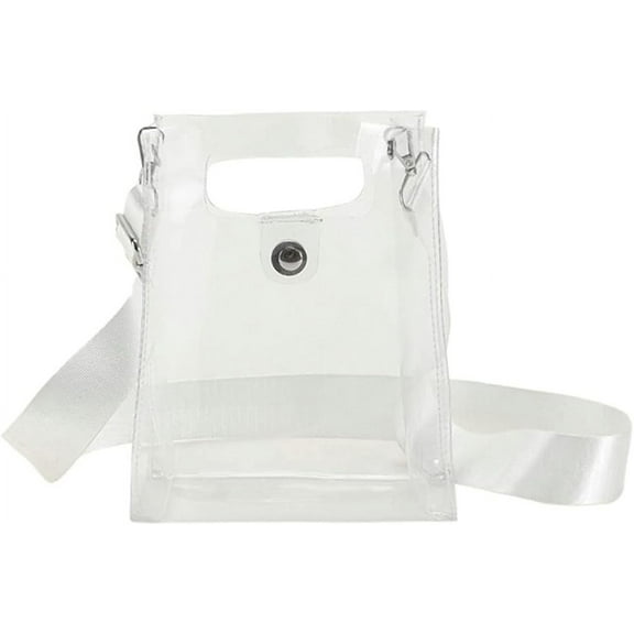Kukuzhu Women PVC Clear Purse Clear Crossbody Shoulder Bags Stadium Approved Clear Handbags Small Tote Bag with Wide Strap