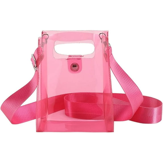 Kukuzhu Women PVC Clear Purse Clear Crossbody Shoulder Bags Stadium Approved Clear Handbags Small Tote Bag with Wide Strap