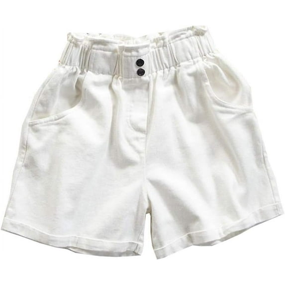Kukuzhu Women Paperbag High Waist Solid Cotton Shorts with Pockets for Teen Girls