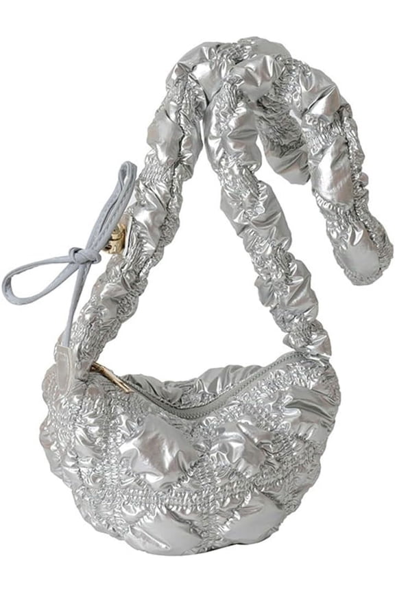 Women Retro Y2K Shoulder Bags Quilted Purse Small Crossbody Winter Puffer Bags Lightweight Padding Hobo Bag Satchel Handbag