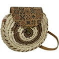 thumbnail image 1 of Kukuzhu Women Round Straw Tote Bag Summer Trendy Handmade Woven Shoulder Bag Purse, 1 of 6