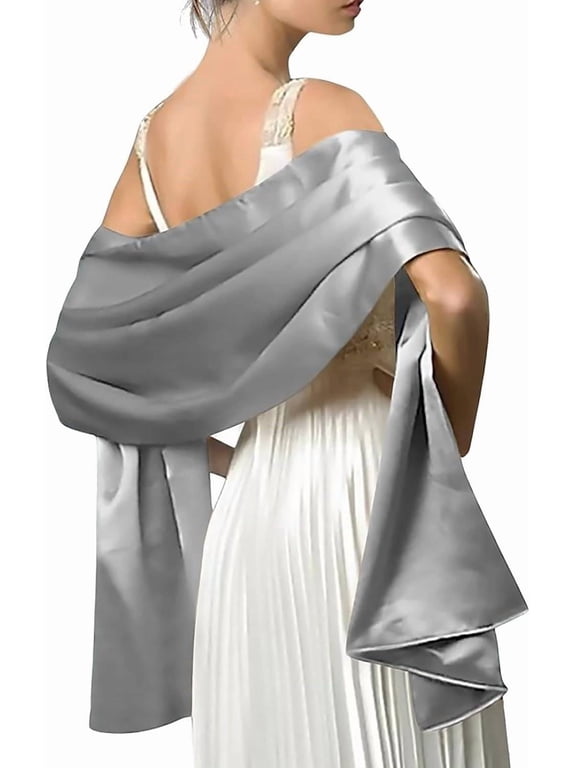 Women Satin Chiffon Evening Scarve Silky Solid Color Shawl Wraps Stole For Weddings Bridal Bridesmaids Proms Parties