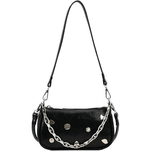 Kukuzhu Women Shoulder Bag Fashion Y2K Hobo Hanbags PU Leather Trendy Rhinestone Clutch Classic Underarm Bag 2023