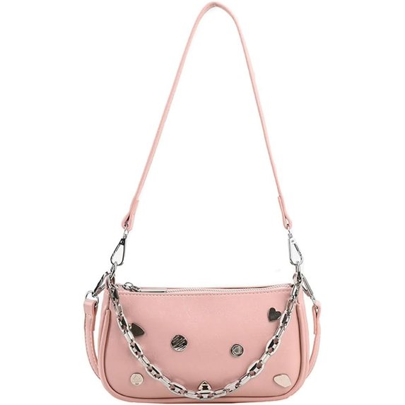 Kukuzhu Women Shoulder Bag Fashion Y2K Hobo Hanbags PU Leather Trendy Rhinestone Clutch Classic Underarm Bag 2023