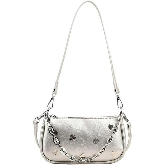 Kukuzhu Women Shoulder Bag Fashion Y2K Hobo Hanbags PU Leather Trendy Rhinestone Clutch Classic Underarm Bag 2023