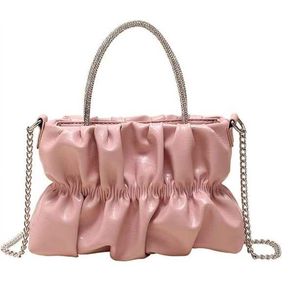 Kukuzhu Women Small Handbags Chic Pleat Chain Shoulder Bag Casual Crossbody Bag