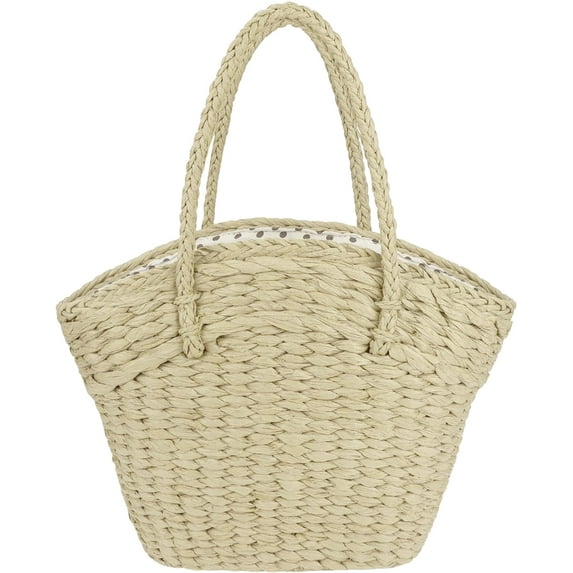 Kukuzhu Women Straw Beach Tote Bag Handmade Woven Shoulder Bag Top Handle handbag for Summer