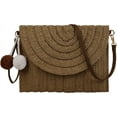 thumbnail image 1 of Kukuzhu Women Straw Crossbody Handbag Woven Shoulder Bag Summer Beach Envelope Clutch Purse with Pom Poms, 1 of 7